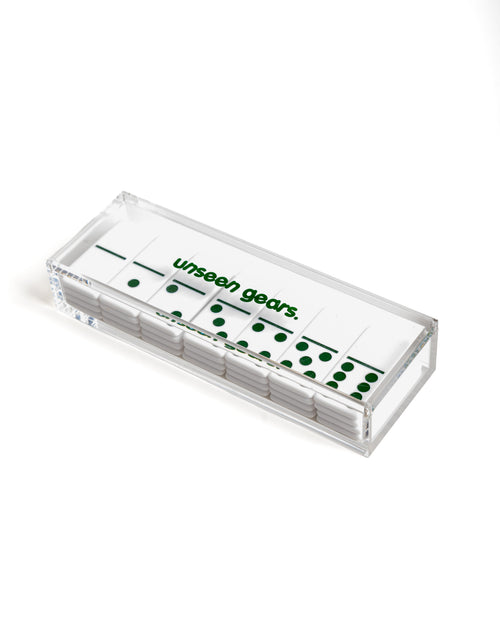 Unseen Gears Domino Set in clear acrylic case
