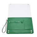 Unseen Gears green leather wristlet laptop case